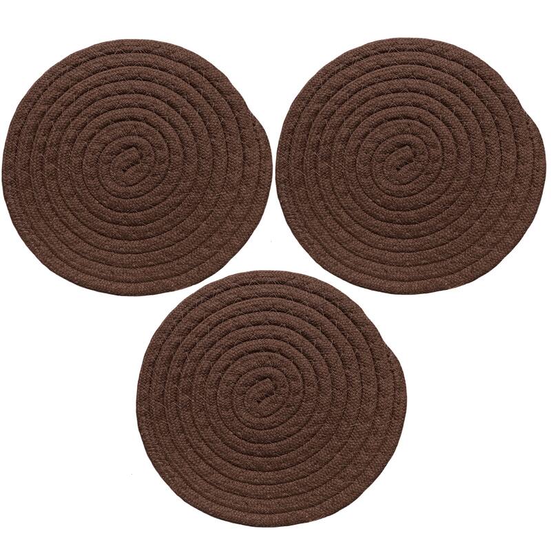 Brown Extra Thick Woven Trivet Round Placemats Natural Cotton Hot